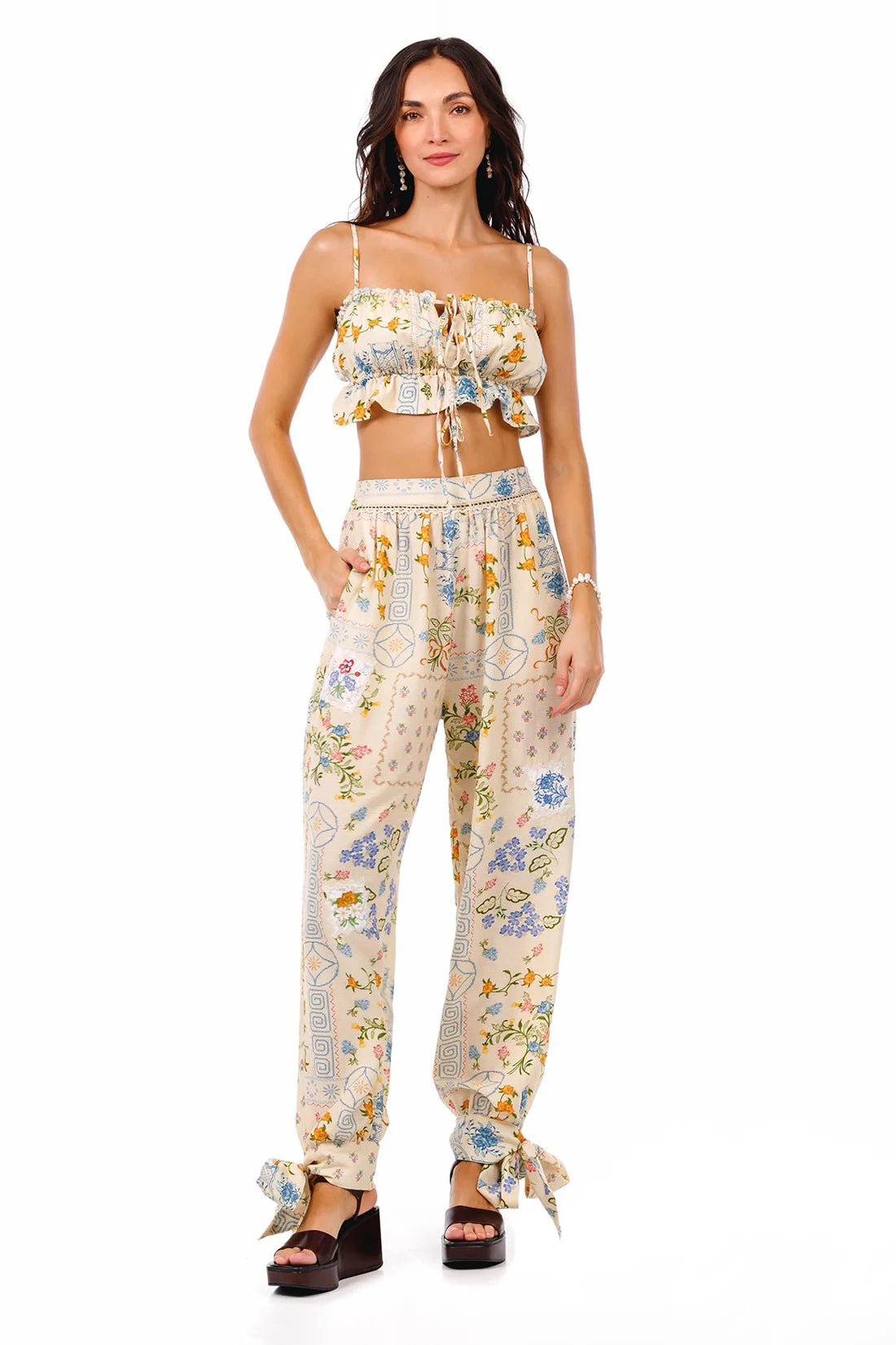 Vichy crop top bleu