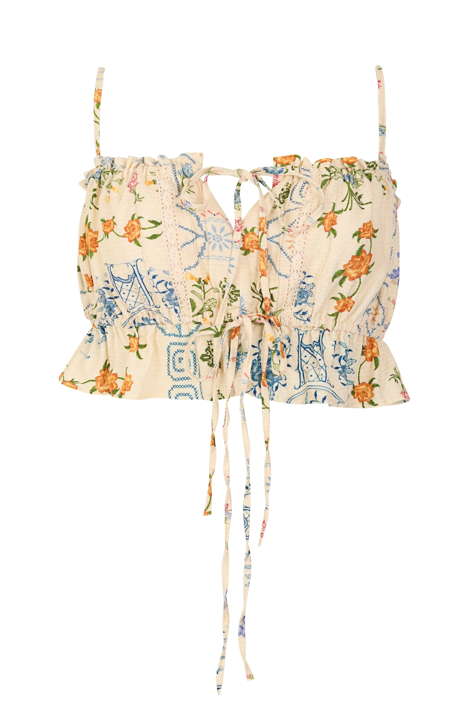 Vichy crop top bleu