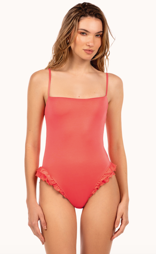 Rose one piece bleu